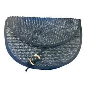 Vintage Genie Black Wicker Clutch Purse